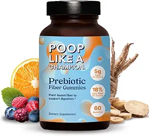 Poop Como una Champion Probiotic Gummies for Kids – USDA Organic, Vegan, Non-GMO, Gentle Digestive Health Support, 60 Gummies
