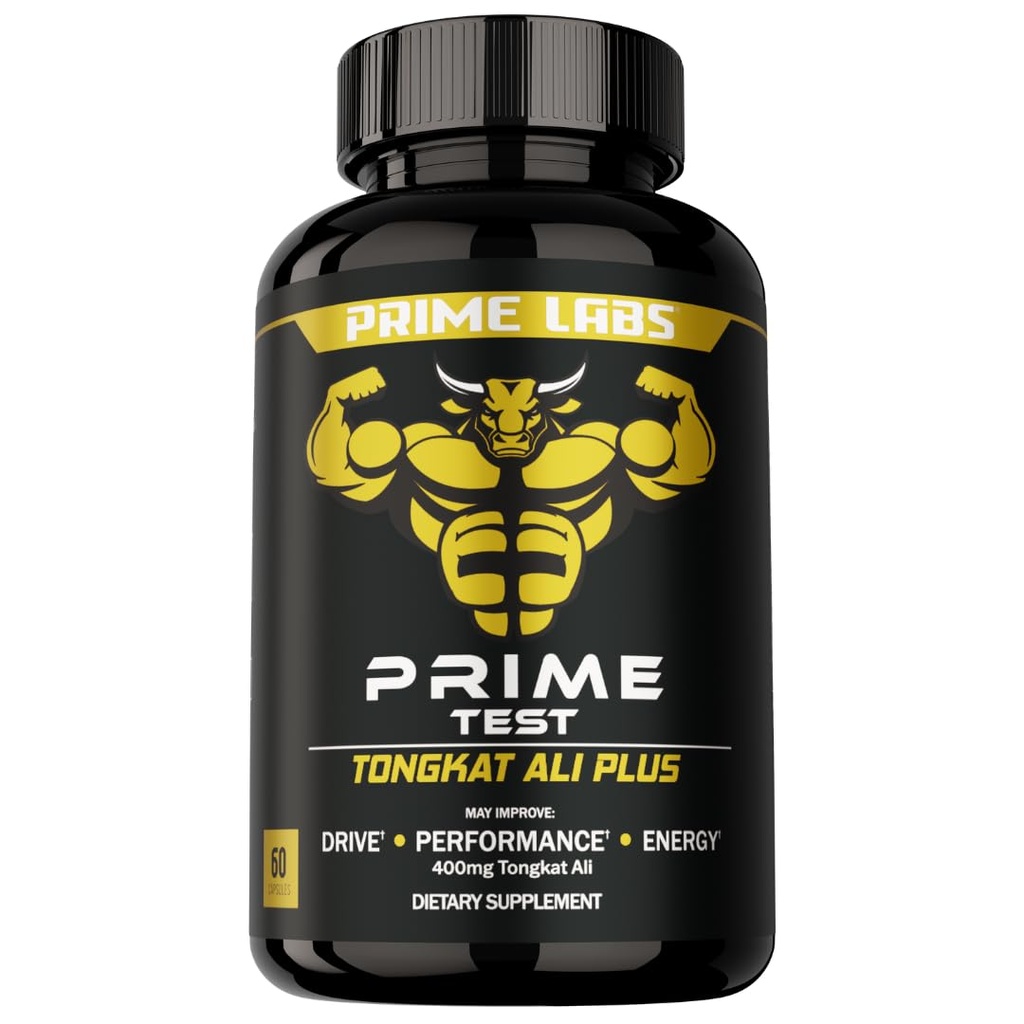 Prime Labs Tongkat Ali for Men - Plus Organic Black Maca Root and Tribulus Terrestris - Performance, Vitality, Energy - 60 Count