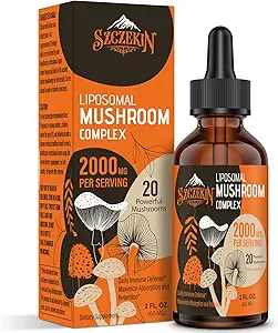 Liposomal Mushroom Complex Drops 2000 MG - 20 extractos orgánicos de hongos - Advanced Liquid Formula for Immunity, Cognitive and Memory - Lions Mane Supplement, Reishi, Cordyceps, Chaga, 300 Servings