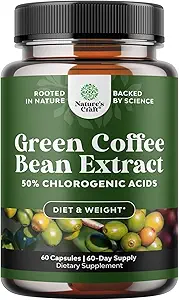 Extracto de grano de café verde puro - Super Energizing Green Coffee Extract with 50% Chlorogenic Acid for Antioxidant Heart Health Mental Focus and Size Reduction - Natural Energy Supplement for Adults