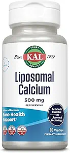 KAL Liposomal Calcio 500 mg, Suplemento de Calcio de Alta Absorción, Soporte de Calcio Esencial, Vegan, Gluten Gratis, No Soy, 30 Serviciones, 90 VegCaps