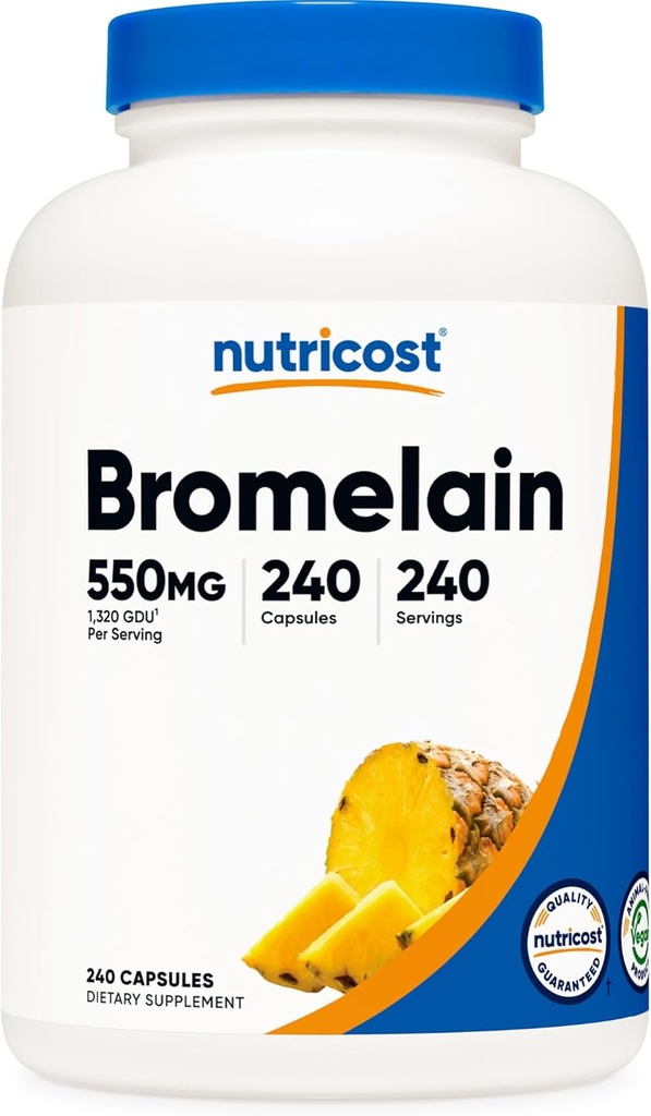 Nutricost Bromelain Capsules (240 Capsules) - 550 MG Por Serving, Vegan, Non-GMO, GMP Compliant