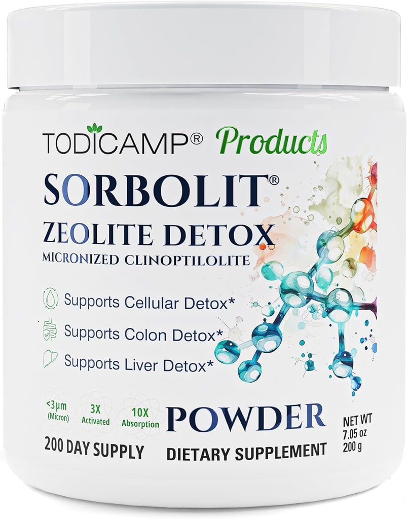 Sorbolit Zeolite Detox - 7.05 oz Zeolite Powder Supplement for Full Body Detox - Gut Cleanse, Cellular Liver Detox ← 200 Days Supply