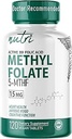 Fusiones de la naturaleza Nutri 5-MTHF L Methylfolate 15MG - 4 Month Supply, 120 Vegan Tablets - Methylated Folate Supplement - Cognitive Function, Heart Health, Prenatal Support - Methylated Folic Acid