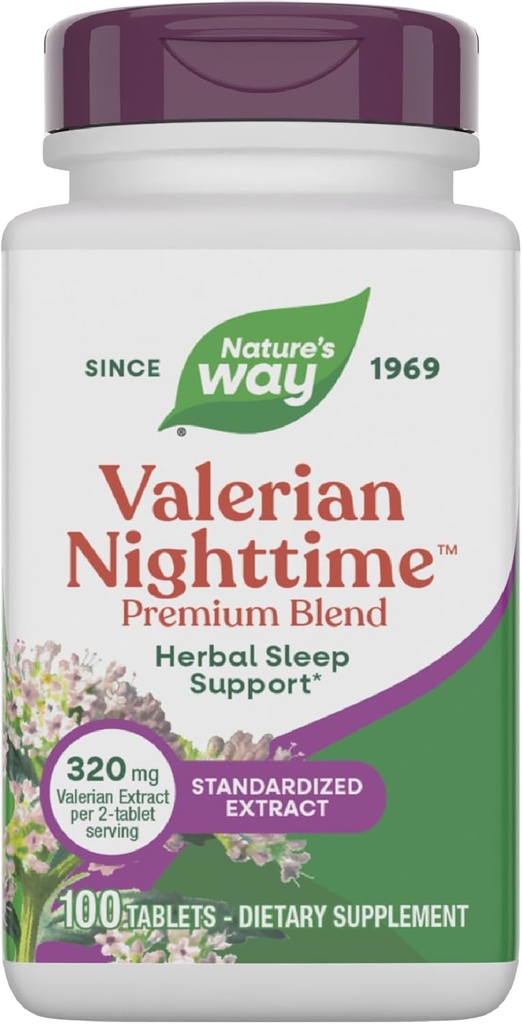 Camino de la Naturaleza Hora de la Noche Valeriana, Herbal Sleep Aid*, 320 mg por Serving of Valerian Extract, Sin gluten, 100 Tablets