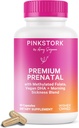 Pink Stork Premium Vitamina Prenatal para Mujeres - Ingredientes orgánicos enteros de alimentos, multivitaminas " Probióticos - Enfermedad matutina, Digestión, " Energía - Folate, B6, " Hierro - 60 cápsulas