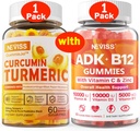 1Pack Turmeric Curcumin Gummies rellenos + 1Pack Vitamina ADK con B12 Gummies