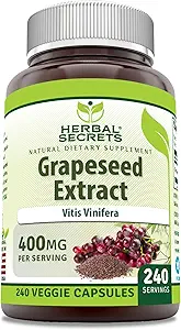 Herbal Secrets Grapeseed Extract 400 mg 120 Veggie Capsules Suplemento ← Non-GMO Silencio Gluten Free (120 Conde tención Pack of 2)