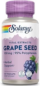 SOLARAY Grape Seed Extract 100 mg Plus Bioflavonoid Complex | Healthy Cardiovascular & Blood Vessel Support | 60 VegCaps