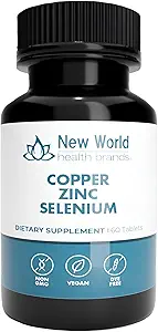 New World Health Brands Copper Zinc Selenium (5mg, 40mg, 200mcg) 3 en 1 Blend ← 60 Tablets ANTE Antioxidante Protection, Immune Support, Easy to Swallow