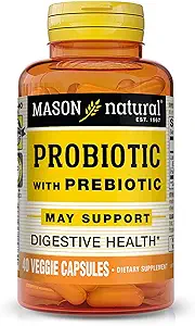MASON NATURAL Probiótico con Prebiótico, 40 Day Supply for Normal Digestive Function & Mejor Gut Health, 40 Veggie Capsules