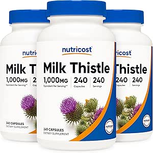 Nutricost Milk Thistle 1000mg Equivalente, 240 cápsulas (3 Pack) - 250mg de 4:1 Extracto - Vegan, Non-GMO y Gluten Free