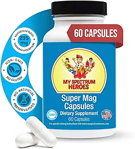 My Spectrum Heroes Magnesium Capsules - High-Absorption Magnesium Blend for Sleep, Relax, Cognitive Support, and Calm - Kid &amp; Adult Friendly Formula - Promotes Wellness and Balance - 60 cápsulas
