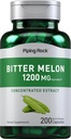 Piping Rock Bitter Melon Capsules 1200mg  200 Count ← Momordica Charantia Silencio Concentrated Extract ← Herbal Supplement ← Non-GMO, Gluten Free