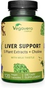 Vegavero Liver Support ← Milk Thistle Suplemento 9000mg Silencio 120 Capsules Silencio Dandelion, Artichoke, Choline, Beetroot ¦ Liver Cleanse Detox " Reparar con 80% Silymarin ← NO Additive " Vegan