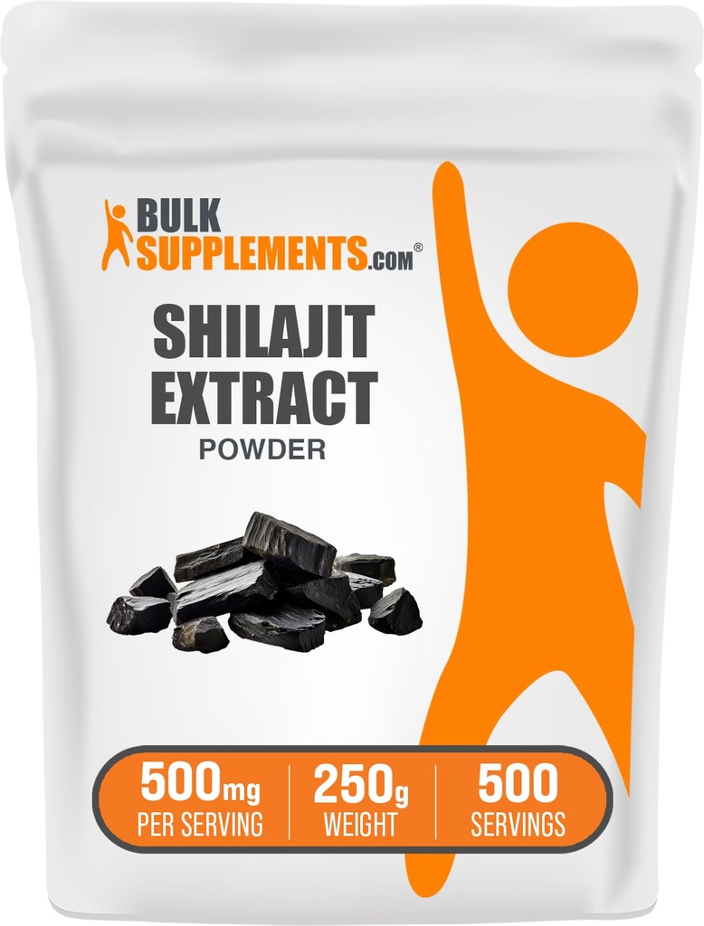 BulkSupplements.com Shilajit Extract Powder - Fulvic Acid Supplement, Shilajit Supplement - Gluten Free, 500mg per Serving of Shilajit Powder, 250g (8.8 oz) (Pack of 1)