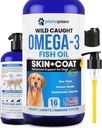 Omega 3 aceite de pescado para perros - Mejor que el aceite de salmón para perros - Suplemento de aceite de pescado para perros - Reducir la ropa de cama &amp; picazón - Soportes Juntas, Cerebro, Corazón de la piel y el suplemento de la carne - Petróleo de pescado líquido