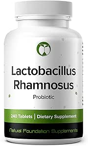 Lactobacillus Rhamnosus Probiotic Supplement 240 Tablets 3 Billion CFU Probiotics for Men &amp; Women Supports Intestinal Digestive & Gut Health (240, Lactobacillus Rhamnosus)