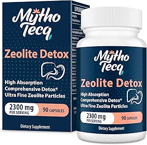 2300 MG Zeolite Detox Capsules - Activado Charcoal & Bentonite Clay, Altamente Absorbable cuerpo completo, Liver & Gut Cleanse, Zeolite Clinoptilolite(90 cápsulas)