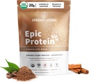 Sprout Living Epic Protein, Plant Based Protein & Superfoods Powder, Chocolate Maca Powder  20 Grams Organic Protein Powder, Vegan, Non Dairy, Non-GMO, Gluten Free, Low Sugar (1 libra, 12 servidos)