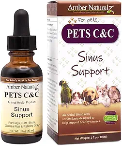 Amber NaturalZ Pet C limitadaC Herbal Suplemento para Perros, Gatos, Aves, Películas de Guinea y Conejos ← Pet Herbal Suplemento para el Sinus Saludable TEN 1 Botella de Vidrio Fluid Ounce Manufactured in The USA