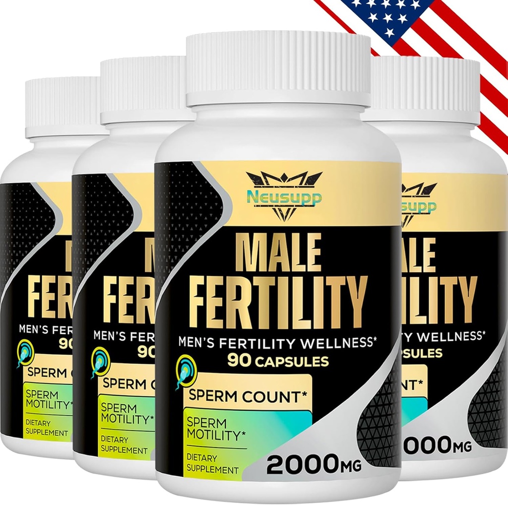 Suplementos de fertilidad para hombres, vitaminas prenatales masculinas -conteo óptimo del esperma, motilidad y fuerza, 2000MG Mens Fertilidad Suplementos con Maca Root, Zin &amp; Folate para la concepción - Paquetes de 4