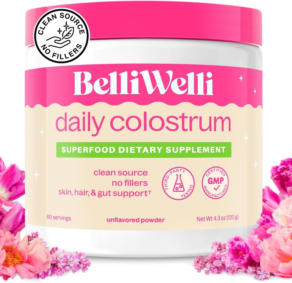 Belli Welli Premium Bovine Colostrum Powder ← Orgánica, Grass-Fed  sometida High Potency ← Gut Health, Immune & Skin Support ← Superfood Supplement for Adults (60 Servings)