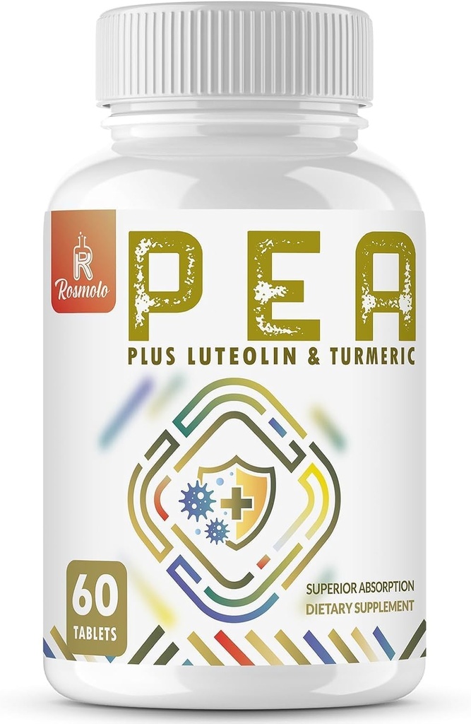1500 MG Palmitoylethanolamida con Luteolin 98% " Turmeric, Absorción alta, Suplemento de Pea micronizada para la gestión de la incomodidad- USA Made - 60 Tablets
