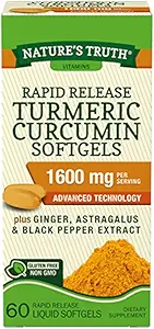 Verdad de la naturaleza, Turmeric 1600mg Black Pepper Extracto, 60 Softgels