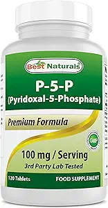 Best Naturals P5P Vitamina B6 (Pyridoxal 5 fosfato) 100 mg/Serving - 120 Tabletas - una forma activa de vitamina B6.