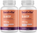 BESTVITE 5-HTP 100mg (240 cápsulas) (120 x 2) - No Stearates - No agentes de flujo - No GMO - Gluten Free