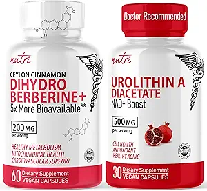 Fusiones de la naturaleza Nutri Dihydroberine (60 cápsulas) " Urolithin A Diacetate 500mg Energy Booster Suplemento