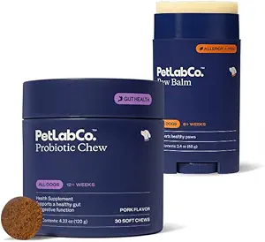 PetLab Co. Paw &amp; Probiotic Bundle: Dog Paw Balm to Support Dry, Cracked Paws 2.4 Ounces & Dog Probiotics for Gut Health, Seasonal Allergies, Skin &amp; Ear Yeast 30 Count