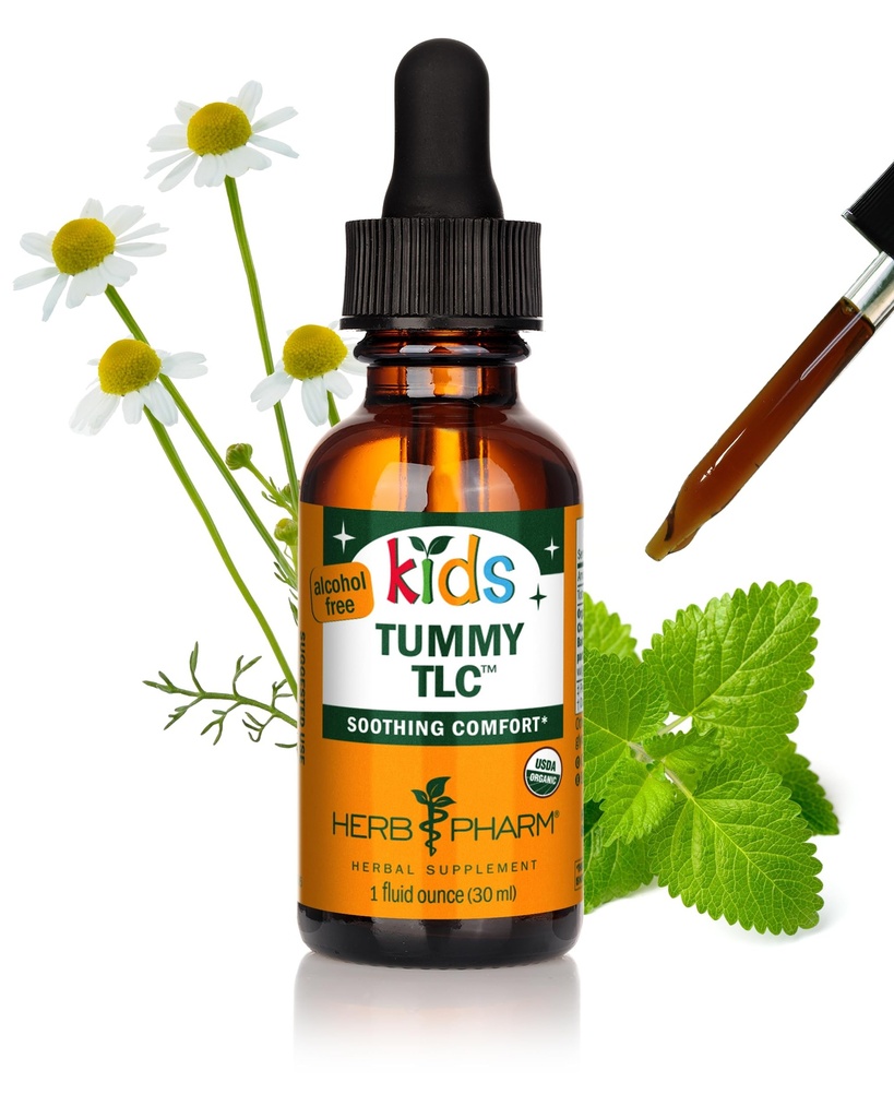 Herb Pharm Kids Certified-Organic Alcohol-Free Tummy TLC Liquid Herbal Fórmula, 1 onza (FKTUM01)