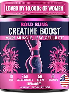 Creatina para las mujeres – Suplemento de Booty Builder con Collagen &amp; BCAA – apoya el desarrollo del músculo, la recuperación después del entrenamiento, elasticidad de la piel, el cabello saludable " Silencioso – 30 servicios