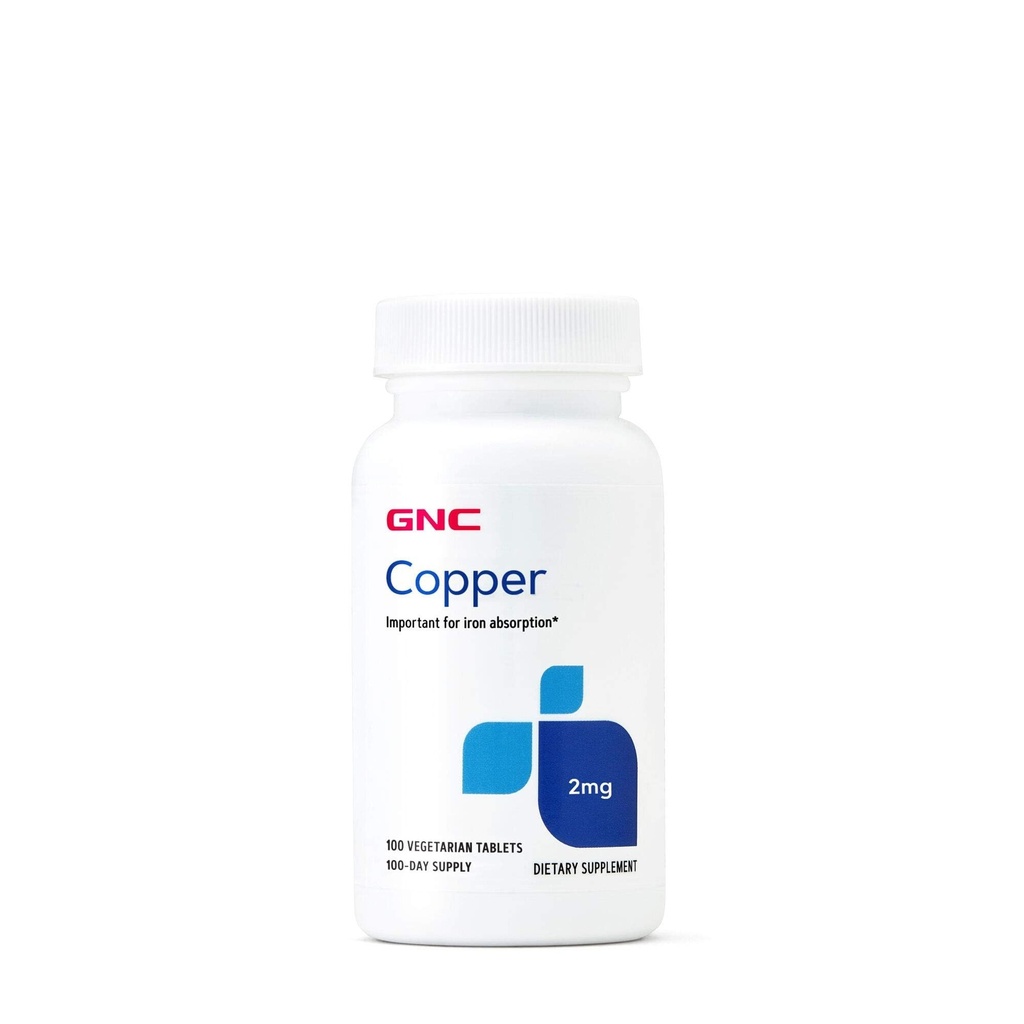 GNC Copper 2mg, Important for Iron Absorption, 100 Count