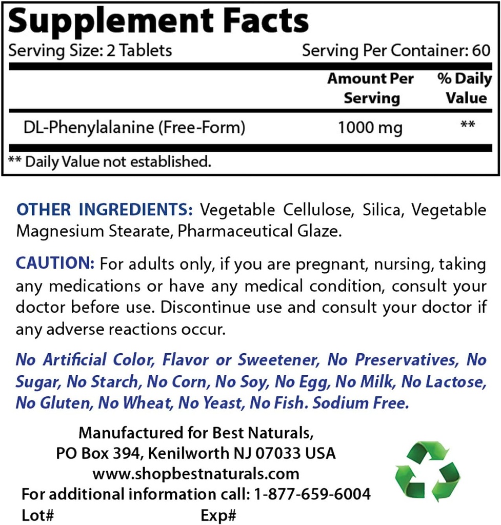 Mejores Naturales DLPA 500 mg " L-Glutamina 500 mg