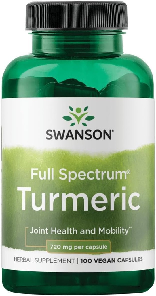 Swanson Full Spectrum Turmeric - Herbal Supplement Supporting Joint Health & Mobility - Natural Formula Supporting Digestive Health - (100 cápsulas, 720 mg cada uno)