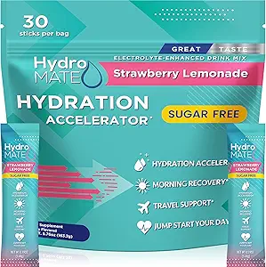 Empaquetadura de hidratación sin azúcar de electrolitos Strawberry Lemonade HydroMATE 30 Sticks