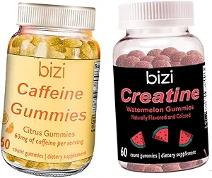 Bizi Super Workout Bundle, Creatine y Caffeine Gummies for Energy and Recovery