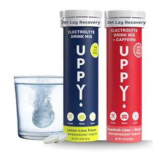 Jet Lag Relief Kit: Travel Essential Bundle: 20 tabletas, Lemon-Lime + Caffeine-Grapefruit for Travel, Sports, Party (Pack of 2 x 10)