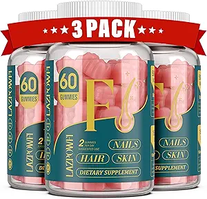 Biotin Gummies -Hair Skin and Nails Vitaminas para Hombres &amp; Mujeres, Vegan Vitamina B7, apoya el crecimiento del cabello y las uñas más fuertes,90 Day Supply-Raspberry-3 Pack