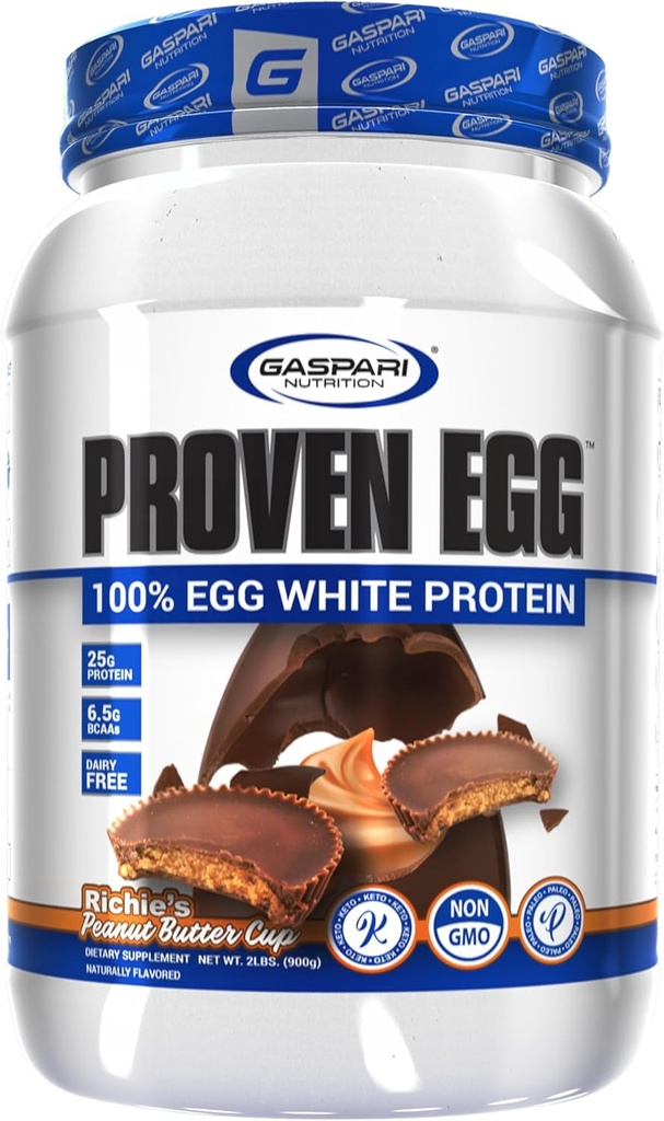 Gaspari Nutrition Proveed Egg, 100% Egg White Protein, 25g Protein, Keto Friendly, Dairy y Lactose Gratis, Soy Gratis (2 libras, Peanut Butter Cup)