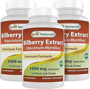 Mejores Naturales Bilberry 1000 Mg 90 Capsules (90 Cuenta (Pack of 3))