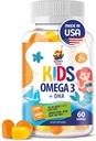 Omega 3 Gummies for Kids & Adults - 60 Chewable Gummies - No Fish Oil Vegan Omega 3 6 9 DHA Gummy Supplement