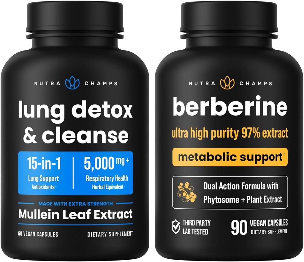 NutraChamps Complete Respiratory &amp; Metabolic Support: Lung Cleanse &amp; Berberine Duo