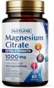 Citrato de magnesio 1000mg - Max Absorción &amp; High Potency Magnesium Complex Supplement for Heart, Muscle, Nerve, Bone Health & Stress Relief - Non-GMO, Gluten-Free - 60 cápsulas Vegan