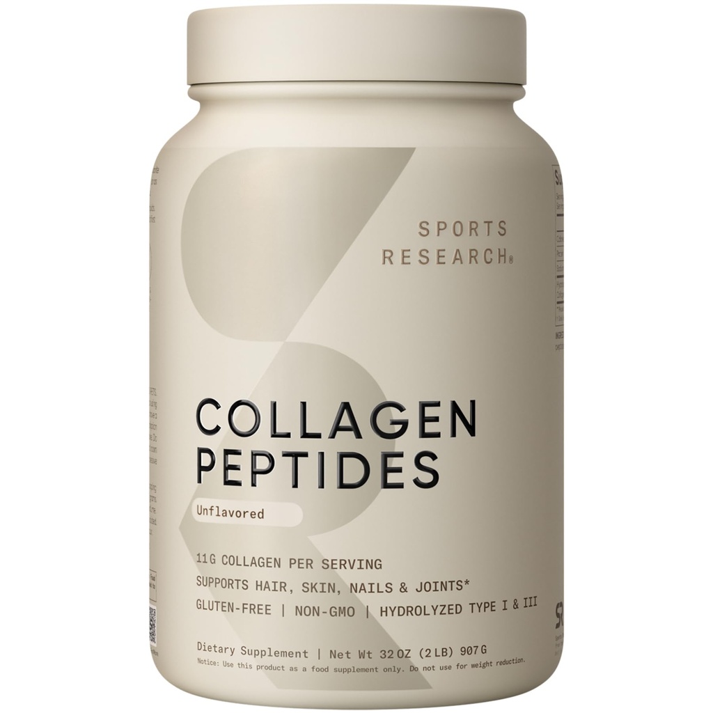 Collagen Peptides de investigación deportiva - Hidrolyzed Tipo 1 & 3 Collagen Powder Protein Suplemento para la piel sana, uñas, &amp; articulaciones - Easy Mixing Vital Nutrients & Proteins, Collagen for Women &amp; Men