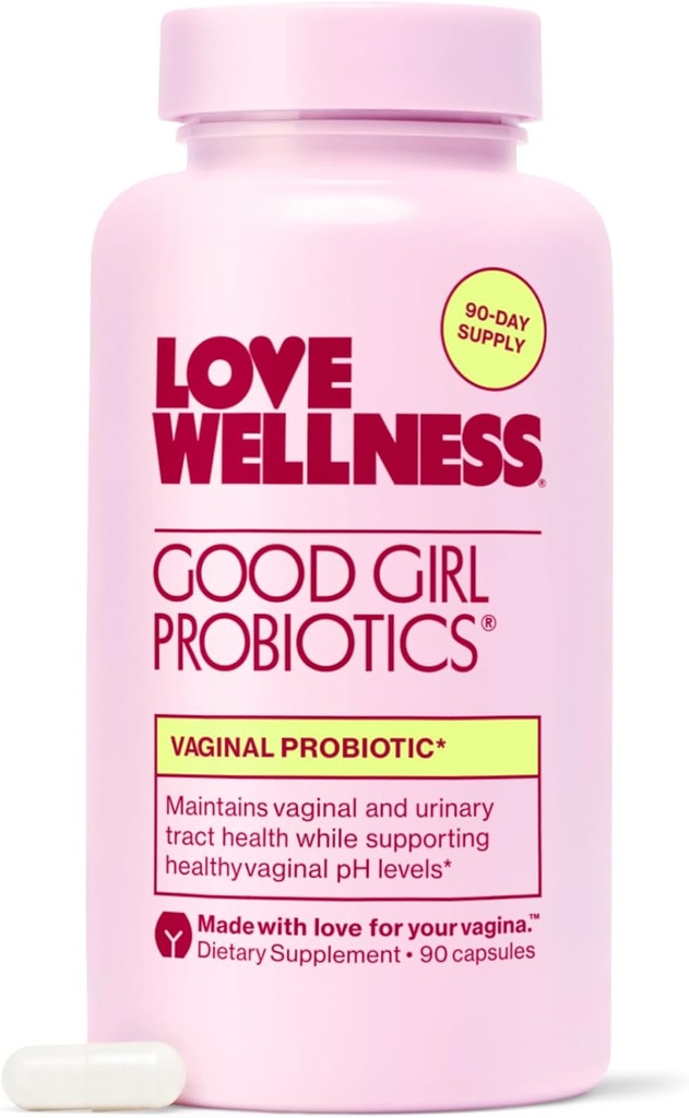 Love Wellness Good Girl Probiotics ← Salud Vaginal de las Mujeres > pH Balance Suplemento  9-Strain Probiotic for Urinary Tract, Yeast, Odor &amp; Immune Support TEN Gluten-Free TEN 90 CT, 90-Day Supply