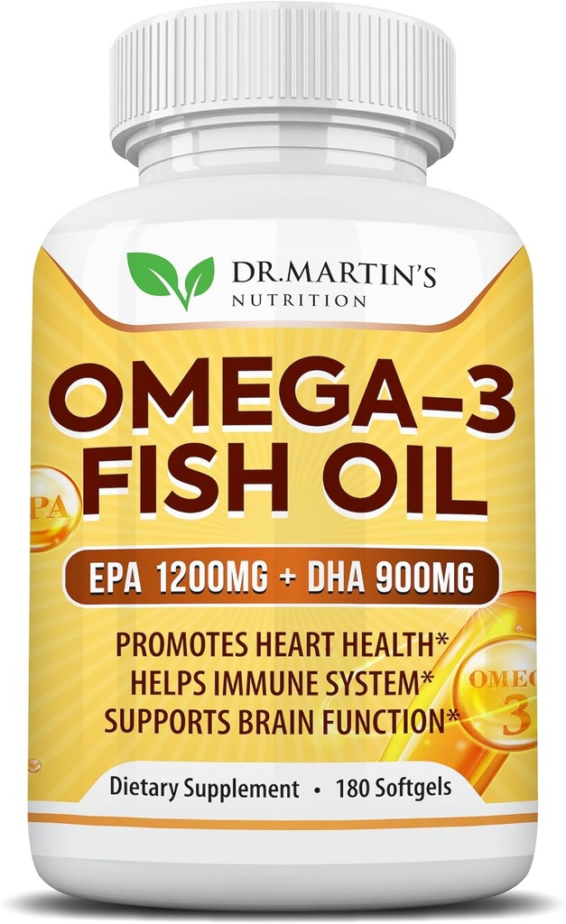 Omega 3 Fish Oil 3750mg Triple Strength TENER EPA 1200mg + DHA 900mg Fatty Acids ← Fish Oil Omega 3 Suplemento TENIDO Promueve un corazón sano, sistema inmunológico, ojos, habilidad &amp; cerebro Función  durable 180 Burpless Softgels